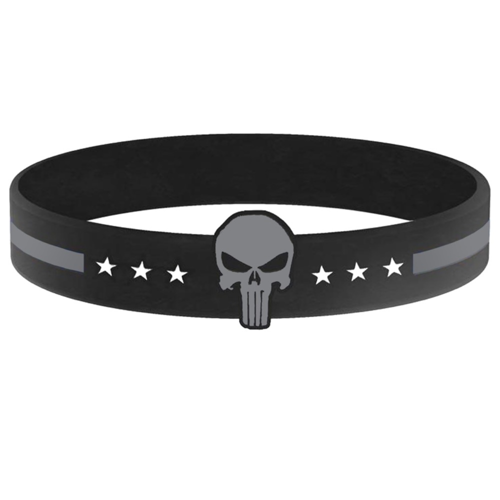 Punisher Thin Silver Gray Line Bracelet Wristband Correctional Officers